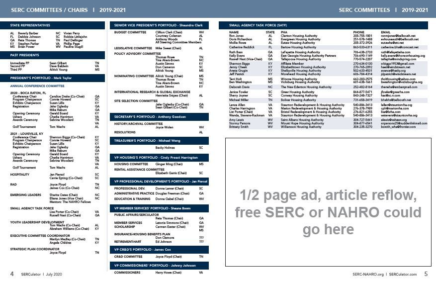 magazine layout for SERC committees