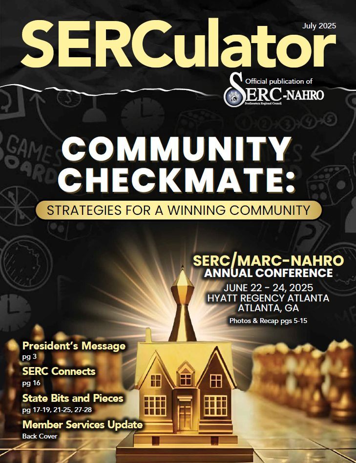 July 2025 SERCulator cover with a golden house as a board game piece.