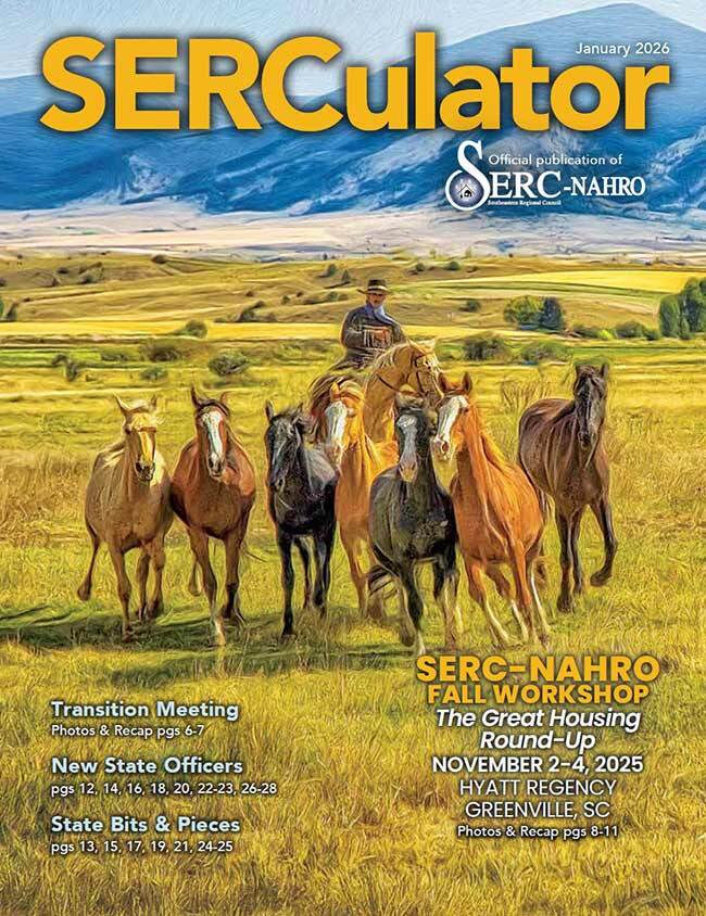 January 2026 SERCulator Cover. The cover includes a man on horseback rounding up 7 horses in the open plains with a mountain in the distance