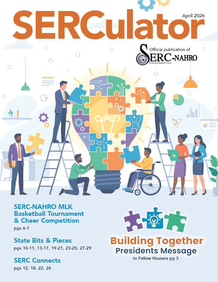 SERCulator April 2026 Cover with a lightbulb made of puzzle pieces being put together by various individuals.
