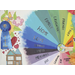 a hand holding the world with a rainbow of statements about home coming out like rays from the globe. to the left is a drawing of a 2 story home with hearts floating out of the top which turn into flowers and butterflys