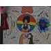 a girl in a circle with a rainbow background. The page is devided into 4 sections, one that says love, another that says safe, another that says caring, and a final section that says happy.
