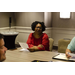 Executive Director Janice Fowler sitting at a table