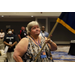 Executive Director Connie Howard holding a flag