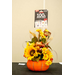  A gift prize with a pumpkin with flowers, a scarecrow, and a one 4 all gift card that can be used hundreds of ways. 